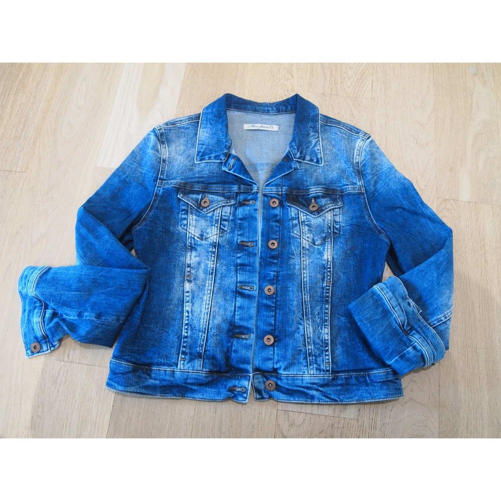 Mavi Jeans Co Denim Jacket Blue Wash Distressed Button Front Trucker Style - Picture 5 of 10
